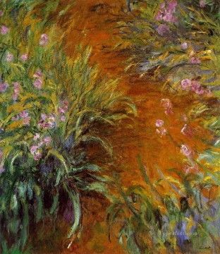 Flores Painting - El camino a través de los lirios Claude Monet Impresionismo Flores